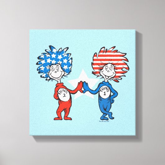 Dr. Seuss | Ding One Thing Two Patriotic Graphic Canvas Afdruk (Voorkant)