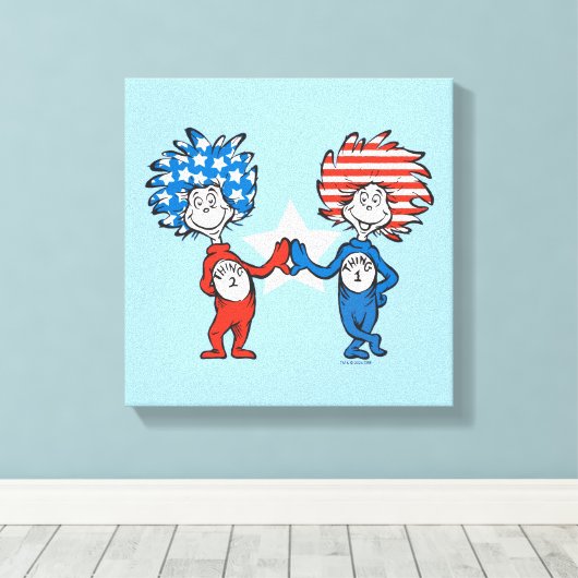 Dr. Seuss | Ding One Thing Two Patriotic Graphic Canvas Afdruk (Insitu (Houten vloer))