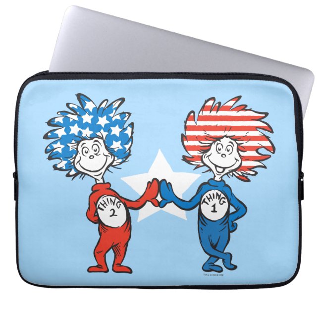 Dr. Seuss | Ding One Thing Two Patriotic Graphic Laptop Sleeve (Voorkant)