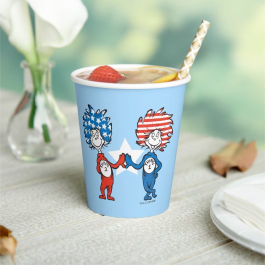 Dr. Seuss | Ding One Thing Two Patriotic Graphic Papieren Bekers (Insitu)