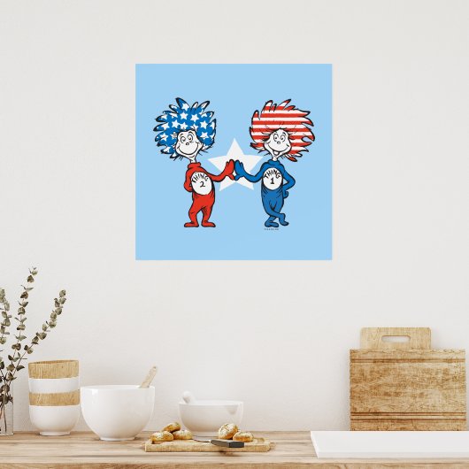 Dr. Seuss | Ding One Thing Two Patriotic Graphic Poster (Keuken)