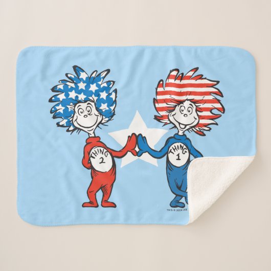 Dr. Seuss | Ding One Thing Two Patriotic Graphic Sherpa Deken (Voorkant (horizontaal))