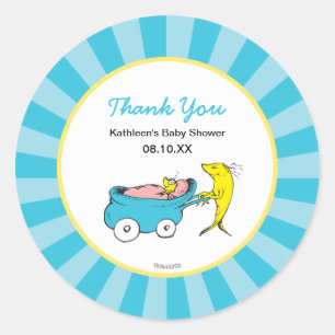 Dr. Seuss Eén Baby shower voor vissen - Jongen be Ronde Sticker