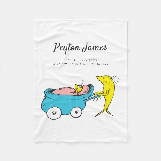 Dr. Seuss | Eén Vis Geboorte Stats Fleece Deken (Voorkant)