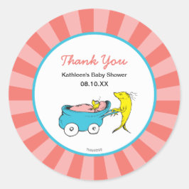 Dr. Seuss| Eén vis - Girl Baby shower Hartelijk da Ronde Sticker