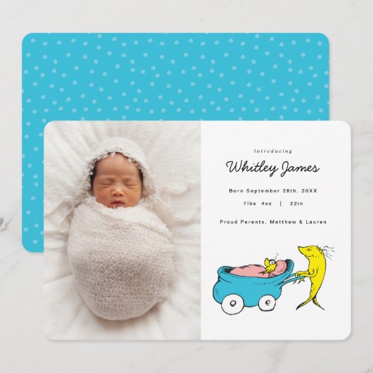 Dr. Seuss | Een vis - jongen geboorte aankondiging (Voorkant / Achterkant)