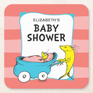 Dr. Seuss Eén Vis - Meisje Baby Shower Kartonnen Onderzetters
