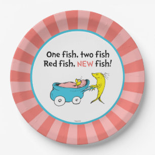 Dr. Seuss Eén Vis - Meisje Baby Shower Papieren Bordje