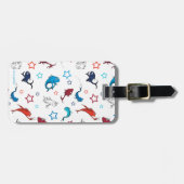 Dr. Seuss | één vis twee vis ster patroon Bagagelabel (Voorkant horizontaal)