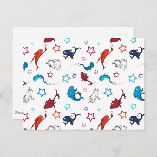 Dr. Seuss | één vis twee vis ster patroon Briefkaart (Voorkant / Achterkant)