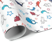 Dr. Seuss | één vis twee vis ster patroon Cadeaupapier (Rol Hoek)