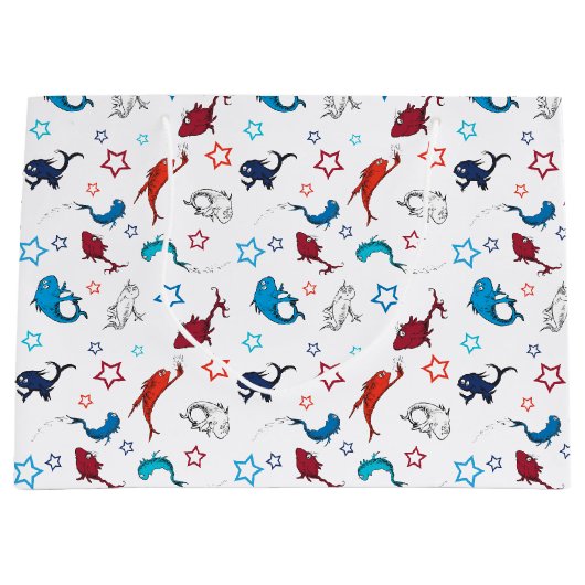 Dr. Seuss | één vis twee vis ster patroon Groot Cadeauzakje (Voorkant)