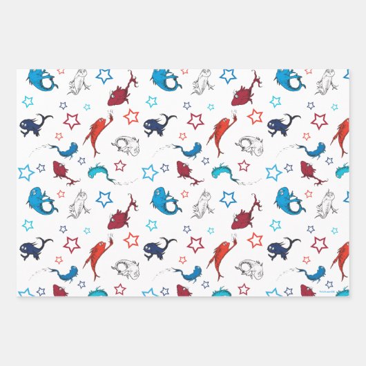 Dr. Seuss | één vis twee vis ster patroon Inpakpapier Vel (Voorkant)