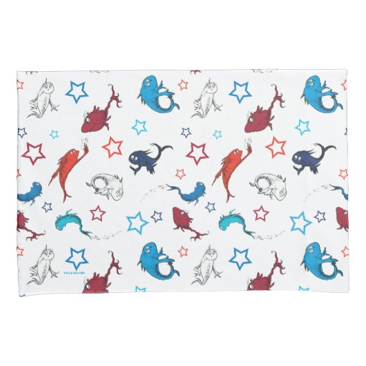 Dr. Seuss | één vis twee vis ster patroon Kussensloop (Voorkant-Rechts)