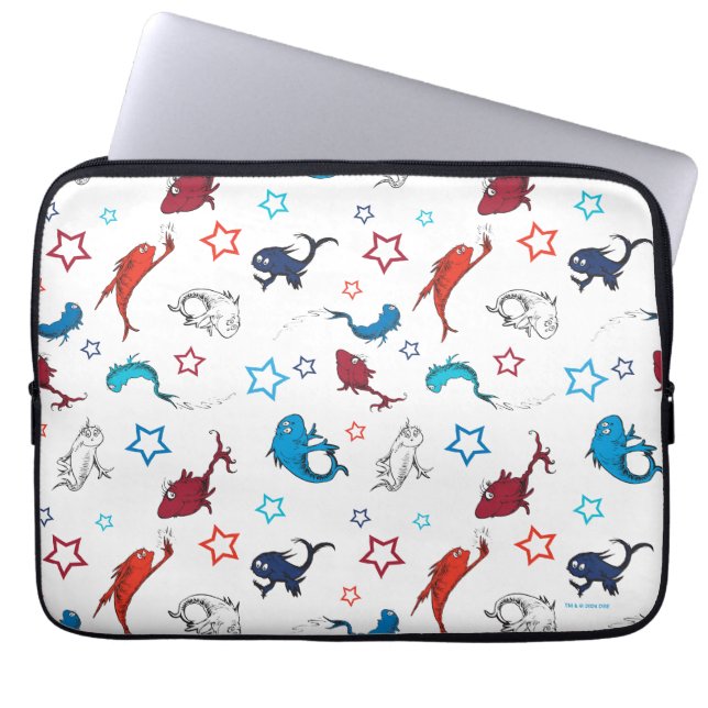 Dr. Seuss | één vis twee vis ster patroon Laptop Sleeve (Voorkant)