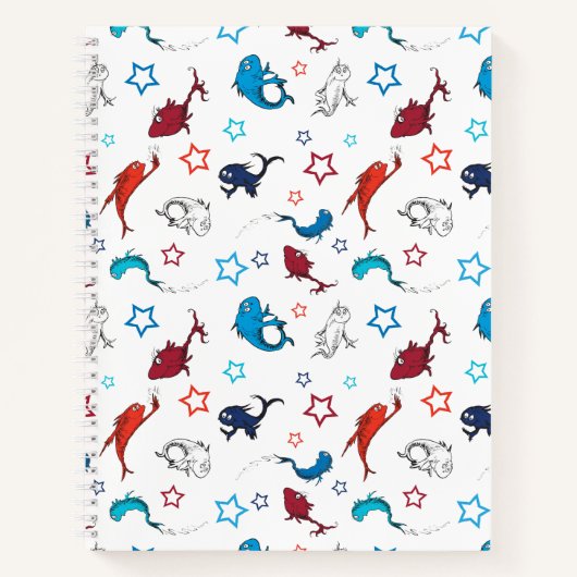 Dr. Seuss | één vis twee vis ster patroon Notitieboek (Voorkant)