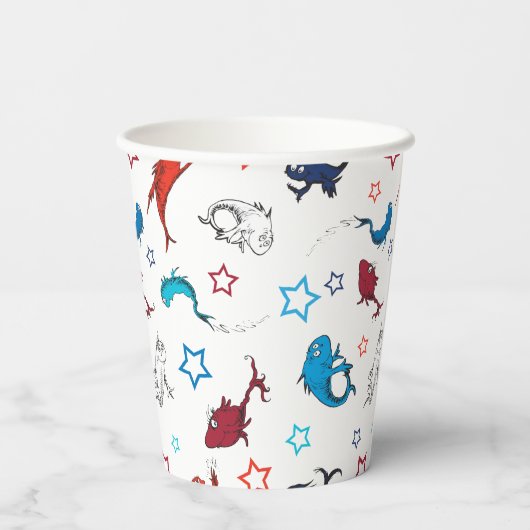 Dr. Seuss | één vis twee vis ster patroon Papieren Bekers (Achterkant)