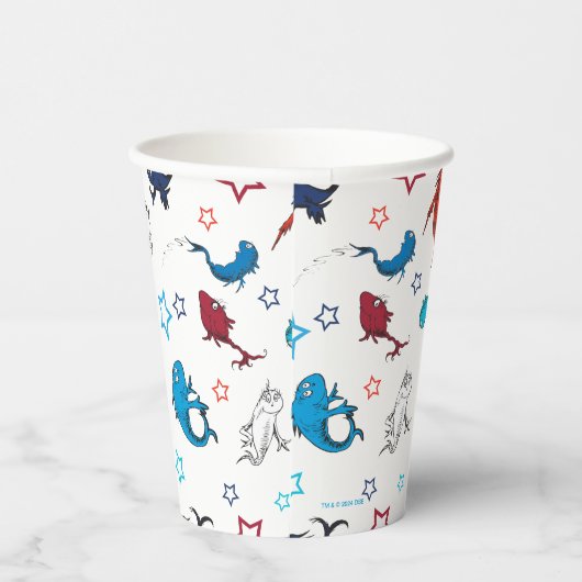Dr. Seuss | één vis twee vis ster patroon Papieren Bekers (Rechts)
