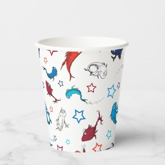 Dr. Seuss | één vis twee vis ster patroon Papieren Bekers (Voorkant)