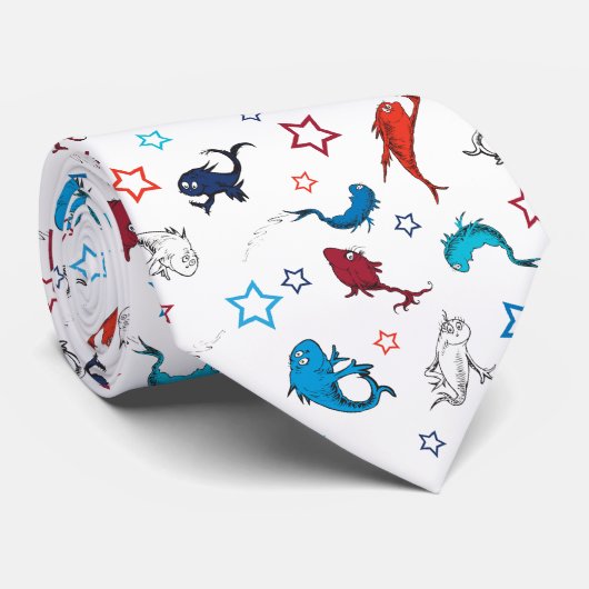Dr. Seuss | één vis twee vis ster patroon Stropdas (Opgerold)