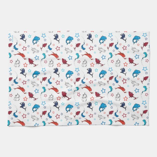 Dr. Seuss | één vis twee vis ster patroon Theedoek (Horizontaal)