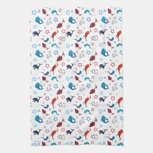 Dr. Seuss | één vis twee vis ster patroon Theedoek (Verticaal)