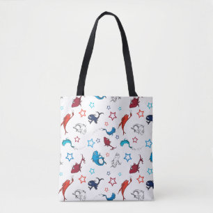 Dr. Seuss één vis twee vis ster patroon Tote Bag