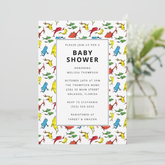 Dr. Seuss - Een vis, twee vissen | BABY SHOWER Kaart (Staand voorkant)