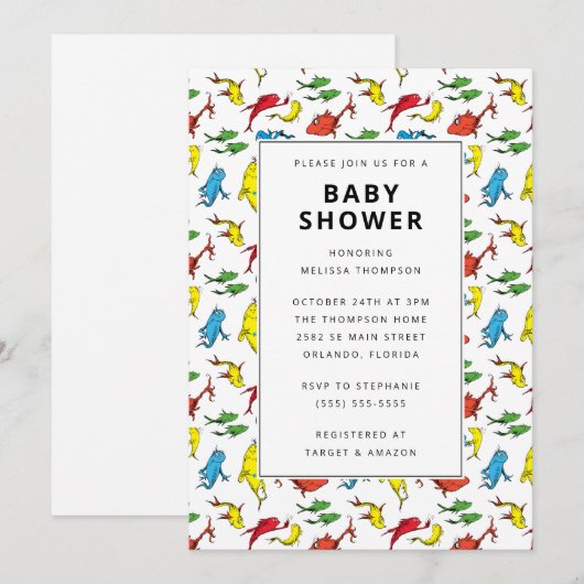 Dr. Seuss - Een vis, twee vissen | BABY SHOWER Kaart (Voorkant / Achterkant)