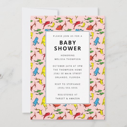 Dr. Seuss - Een vis, twee vissen | Roze Baby showe Kaart (Voorkant)