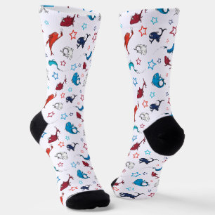 Dr. Seuss   Eén Vis Twee Vissen Ster Patroon Sokken