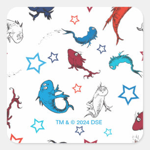 Dr. Seuss Eén Vis Twee Vissen Ster Patroon Vierkante Sticker