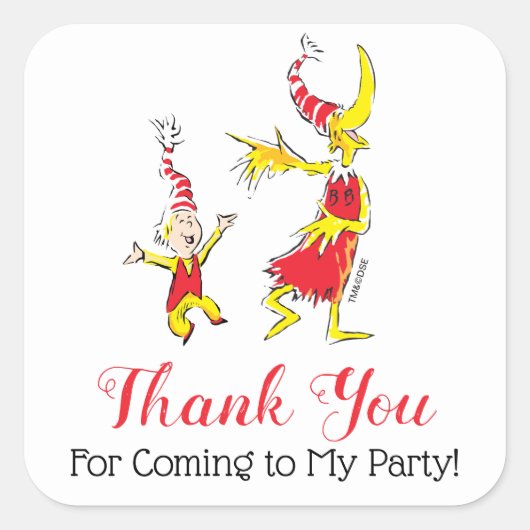 Dr. Seuss| Fijne verjaardag voor u - Dank u Vierkante Sticker (Voorkant)