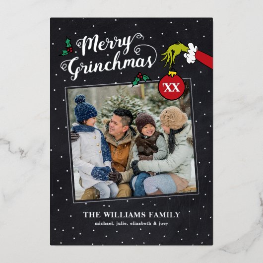 Dr. Seuss | Folie Kerst van de kerstfamilie Merry Folie Feestdagenkaart (Voorkant)