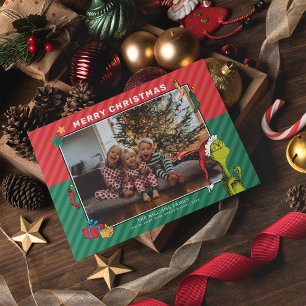 Dr. Seuss Fotovakantie van de Grinch-familie Feestdagenkaart