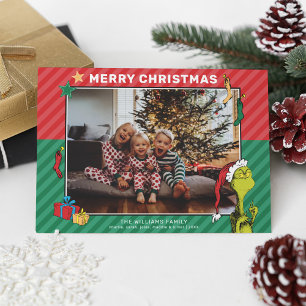 Dr. Seuss Fotovakantie van de Grinch-familie Feestdagenkaart