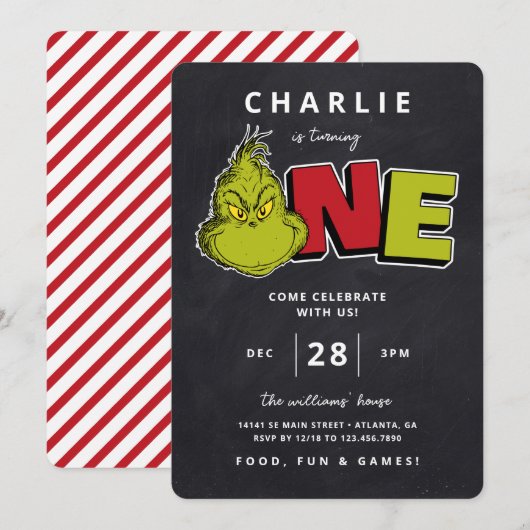 Dr. Seuss | Grinch 1e Verjaardag - Krijtbord (Voorkant / Achterkant)