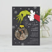 Dr. Seuss | Grinch Chalkboard Baby shower Kaart (Staand voorkant)