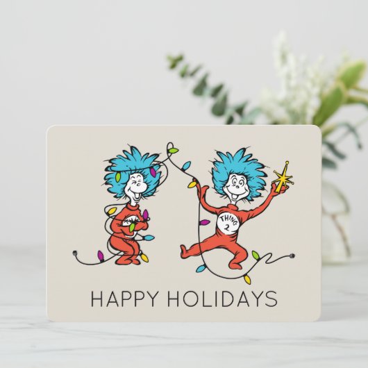 Dr. Seuss | Grinch | Ding Een Ding Twee Dansen Feestdagenkaart (Staand voorkant)