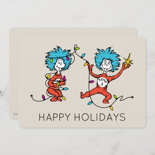 Dr. Seuss | Grinch | Ding Een Ding Twee Dansen Feestdagenkaart (Voorkant / Achterkant)