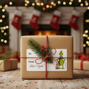 Dr. Seuss Grinch en Max Kerstcadeautag Etiket