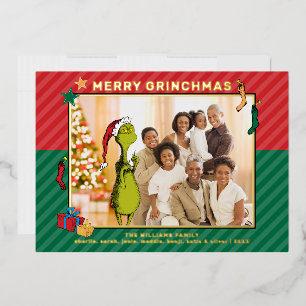 Dr. Seuss   Grinch Familie Foto  Kerstkaart Folie Feestdagenkaart