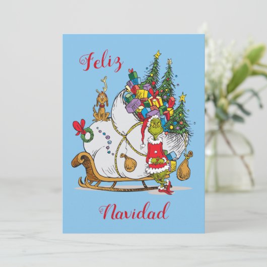 Dr. Seuss | Grinch - Gelukkig Kerstmis Foto Feestdagenkaart (Staand voorkant)