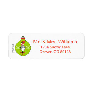 Dr. Seuss Grinch Kat in de Hoed Ornament Etiket