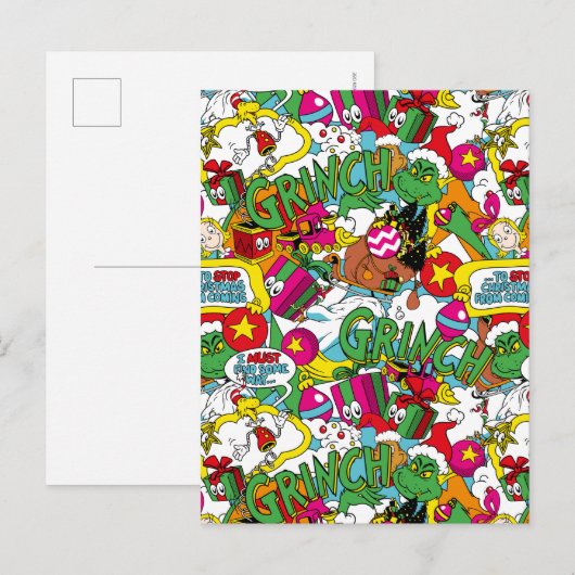 Dr. Seuss | Grinch kleurrijk patroon Briefkaart (Voorkant / Achterkant)