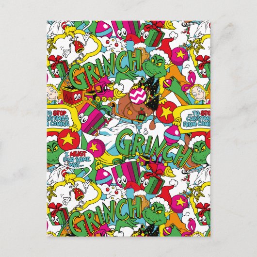 Dr. Seuss | Grinch kleurrijk patroon Briefkaart (Voorkant)