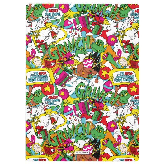 Dr. Seuss | Grinch kleurrijk patroon Klembord (Achterkant)