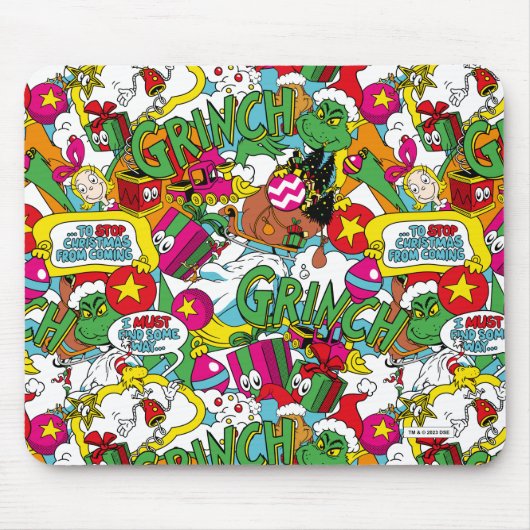 Dr. Seuss | Grinch kleurrijk patroon Muismat (Voorkant)