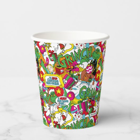 Dr. Seuss | Grinch kleurrijk patroon Papieren Bekers (Achterkant)