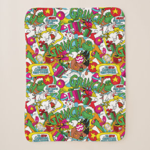 Dr. Seuss Grinch Kleurrijk Patroon Sherpa Deken